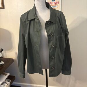 CAbi Crossroads Utility Jacket #5298 – Army Green Shacket Size M